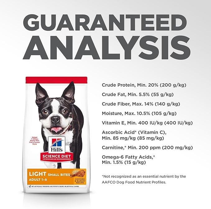 Hill's Science Diet - Light Small Bites Lower Calories, Chicken Meal & Barley Dry Dog Food, 5 LB Bag - PAWPICO