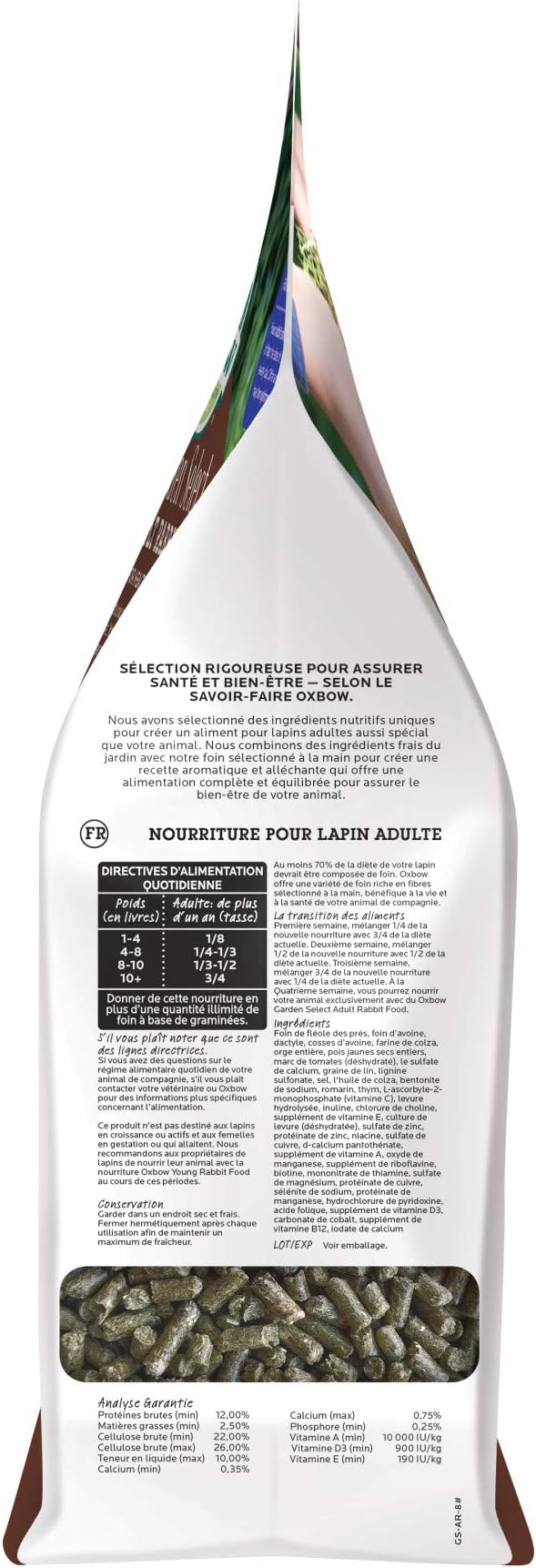 Oxbow Animal Health Garden Select Adult Rabbit Food, Garden-Inspired Recipe for Adult Rabbits, No Soy or Wheat, Non-GMO, Made in The USA, 8 Pound Bag OxbowAnimalHealth