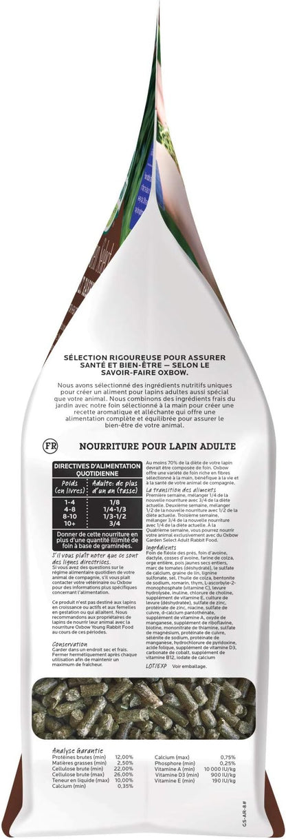 Oxbow Animal Health Garden Select Adult Rabbit Food, Garden-Inspired Recipe for Adult Rabbits, No Soy or Wheat, Non-GMO, Made in The USA, 8 Pound Bag OxbowAnimalHealth