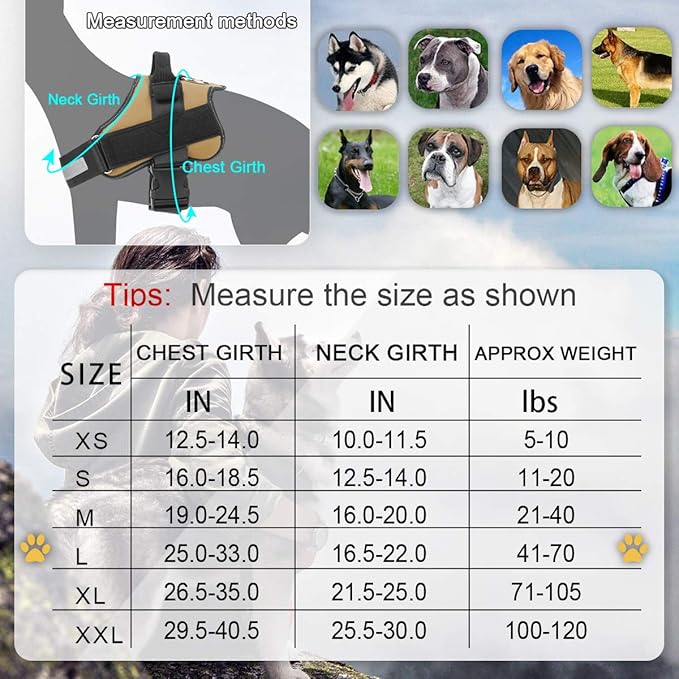 Bolux Dog Harness, No-Pull Reflective Dog Vest, Breathable Adjustable Pet Harness with Handle for Outdoor Walking - No More Pulling, Tugging or Choking (Army Yellow, L) Bolux