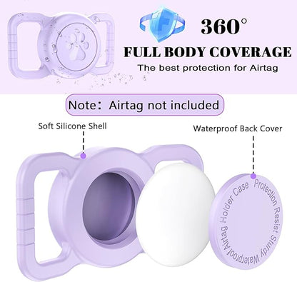 SANKALA Airtag Dog Collar Holder, [1 Pack] Waterproof Airtag Collar Holder for Dog, Silicone Full Body Covered Anti-Lost Protective Apple Airtag Case for Pet Collar - Fits All Width Collars, Purple SANKALA