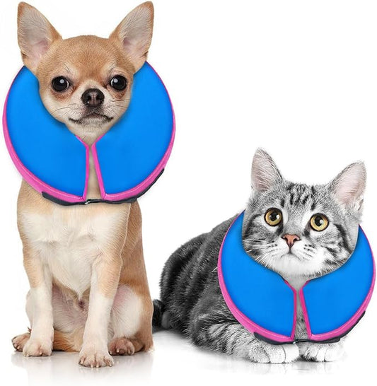 Dog Cone Collar for Small Medium Large Dogs for After Surgery, Pet Inflatable Neck Donut Collar Soft Protective Recovery Cone for Dogs and Cats-Alternative E Collar Does Not Block Vision-PinkBlue,XS MIDOG