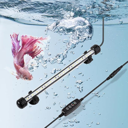 6W 11inch Submersible Aquarium Light Underwater Fish Tank Light LED Aquarium Light Bar with Timer Auto On/Off and Dimmer Adjustable Brightness, 1 Yr Warranty DaToo