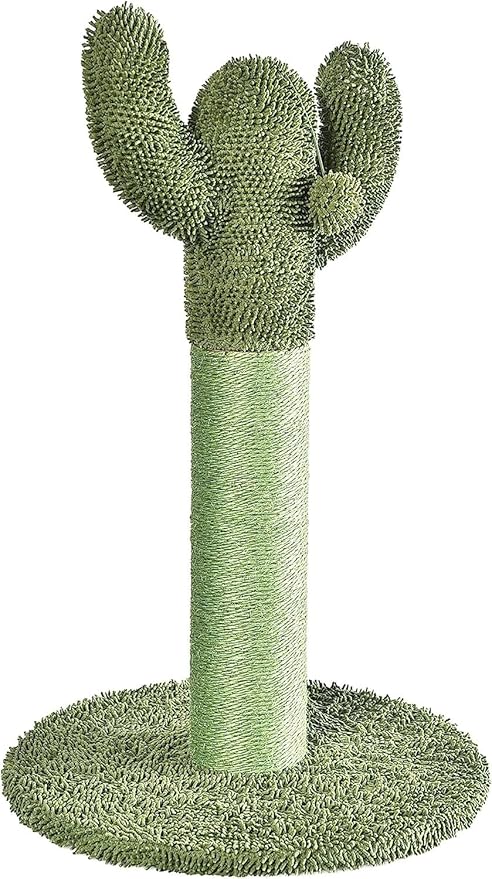 Amazon Basics Cactus Cat Scratching Post with Dangling Ball, 25.6 Inches, Green - PAWPICO