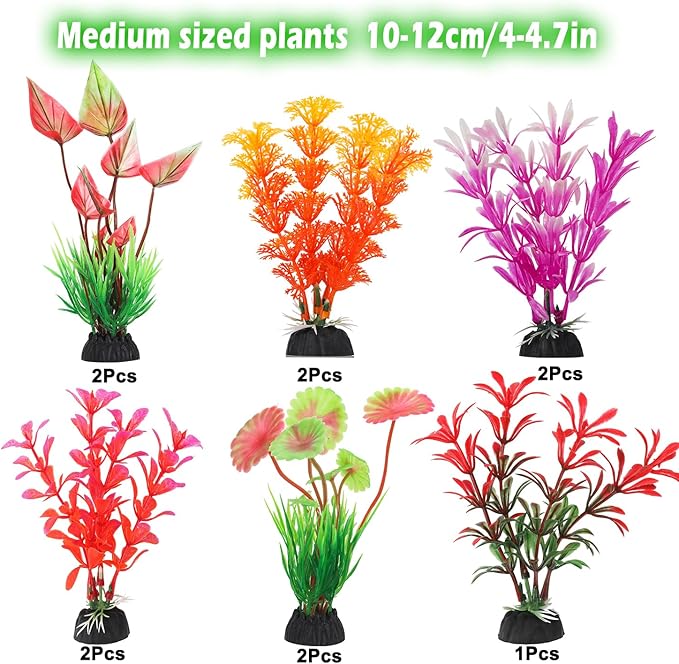 CousDUoBe 30Pcs Aquarium Plants, Fish Tank Accessories Artificial Aquatic Plants,Full Set of Fish Tank Decorations, Various Sizes CousDUoBeAquariumfishtankdecoration