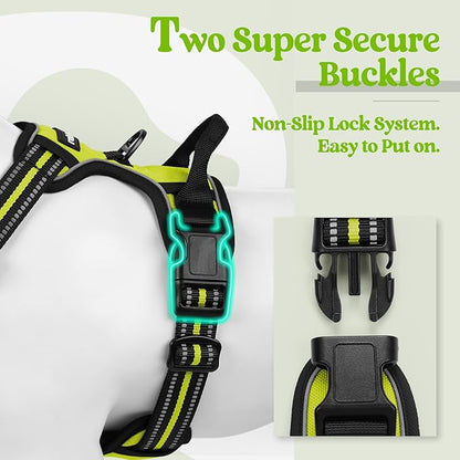 rabbitgoo Dog Harness No Pull with 2 Leash Clips, Adjustable Soft Padded, Reflective Oxford No Choke Pet Vest with Easy Control Handle for Small Dogs, Wild Lime,S rabbitgoo