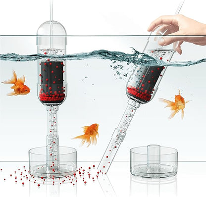 Aquarium Cleaner - No Grinding Fish Waste Remover with Automatic Suction Collector and Handheld Vacuum (Medium_Water Depth of 10.6-17.7in) IRUZIO