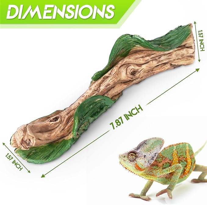 Lifelike Resin Climbing Branch Decor for Reptile Terrarium, Reptile Vivarium Habitat Decoration for Bearded Dragons, Geckos, Lizards, Snakes, 7.8 Inch ECKPO