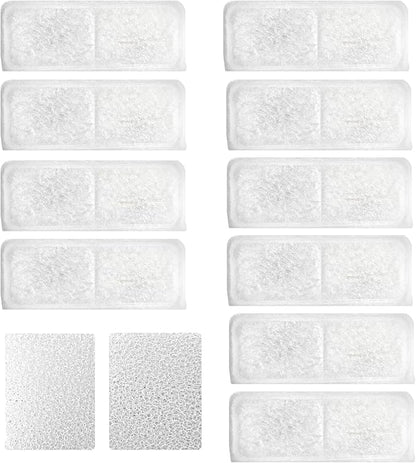 Cat Water Fountain Filters,Replacement Filter for 108oz/3.2L Cat Fountain,10 Packs Filters & 2 Sponges Set for Stainless Steel Pet Water Fountain (Model:PET-HS001-US) - PAWPICO