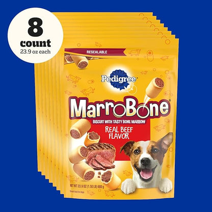 PEDIGREE MARROBONE Dog Treats Real Beef Flavor Crunchy Dog Biscuit, (24.9 OZ)(Pack of 8) - PAWPICO