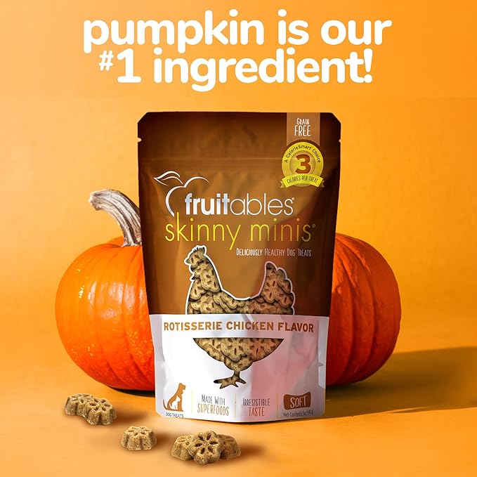 Fruitables Skinny Mini Dog Treats – Healthy Treats for Dogs – Low Calorie Training Treats – Free of Wheat, Corn and Soy – Rotisserie Chicken – 5 Ounces - PAWPICO