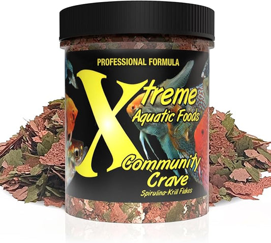 Xtreme Community Crave Flake - Krill & Spirulina Blend for Vibrant Colors, Immune Support and Digestive Health, Tropical & Freshwater Fish Nutrition – Premium Community Aquarium Food (1oz) XtremeAquaticFoods