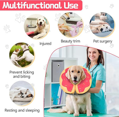 MIDOG Dog Cone, Soft Cone for Dogs After Surgery, Pet Inflatable Collar Protective Recovery Donut Collar to Prevent Pets from Touching Stitches, Wounds, and Rashes - DeepRed,L MIDOG