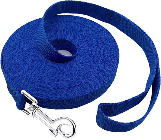 15ft 20ft 30ft 40ft 50ft Long Dog/Puppy Lead Obedience Recall Training Dog Leashes for Small Medium Dogs Camping, Training, Play, or Backyard (20 FT, Blue) PETGOGO