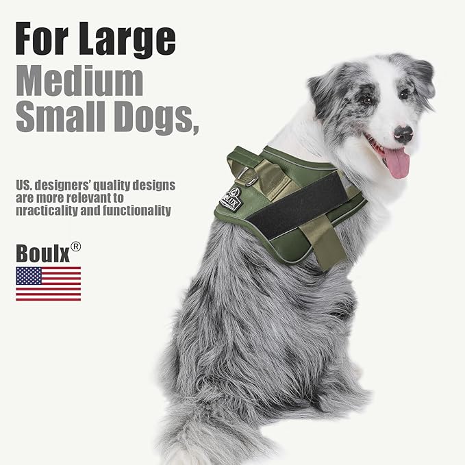 Bolux Dog Harness, No-Pull Reflective Dog Vest, Breathable Adjustable Pet Harness with Handle for Outdoor Walking - No More Pulling, Tugging or Choking Bolux