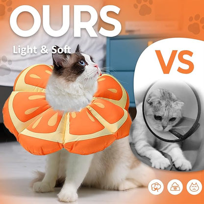 Avont Cat Cone Collar Soft, Adjustable Recovery E Collar Alternative for Cats Kittens Puppies, Elizabethan Neck Cone of Shame to Prevent Licking Biting After Surgery Protect Wounds -Tangerine(S) Avont