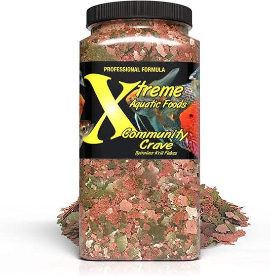 Xtreme Community Crave Flake - Krill & Spirulina Blend for Vibrant Colors, Immune Support and Digestive Health, Tropical & Freshwater Fish Nutrition – Premium Community Aquarium Food (16oz) XtremeAquaticFoods