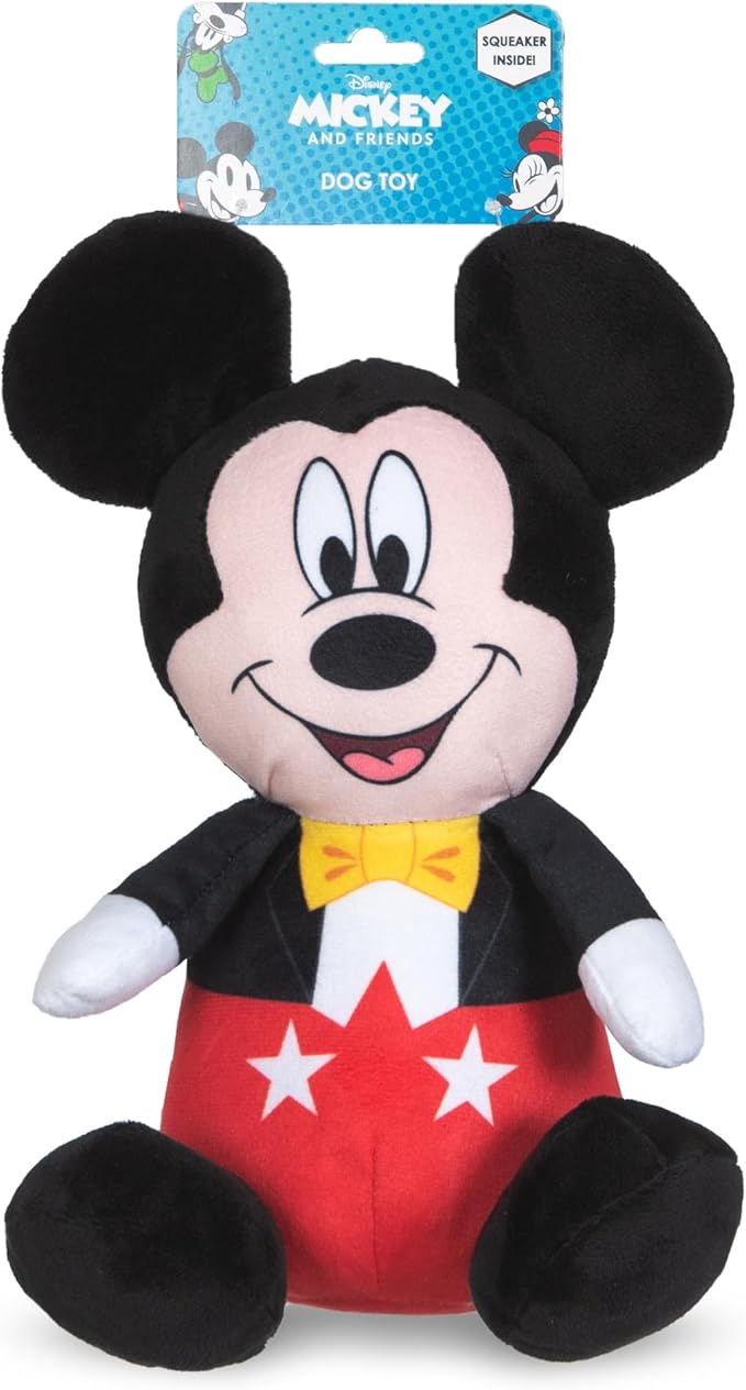 Mickey Mouse Plush Squeaky Dog Toy 9in | Disney Dog Toys | Plush Squeaker Toy for Dogs Inspired by Mickey Mouse, Disney Mickey and Friends - PAWPICO