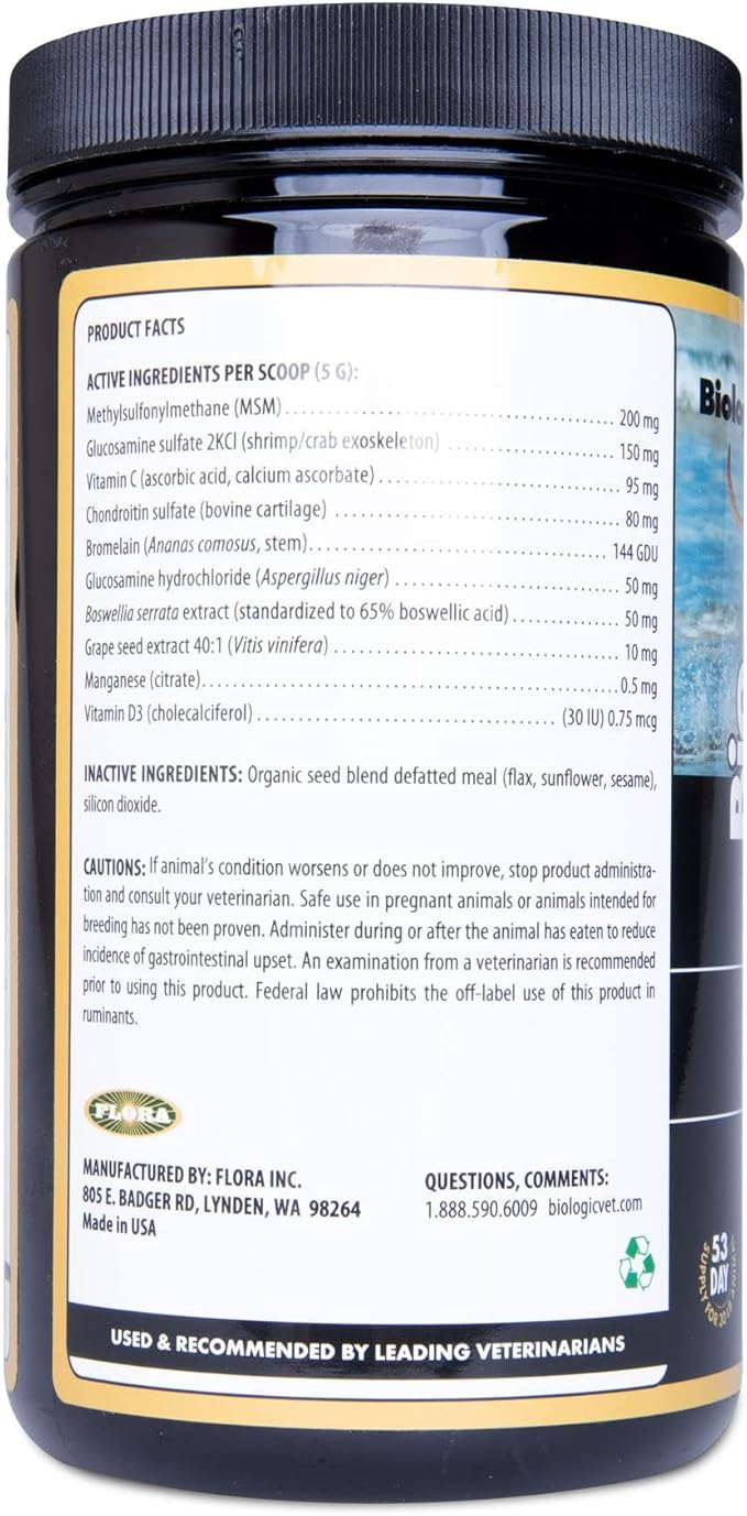BioJOINT Advanced Joint Mobility Support, Advanced Hip, Joint, Cartilage & Connective Tissue Support, 53-Day Supply for 30-lb. Animal, 14-oz. Powder FloraHealth