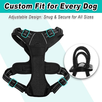 BARKBAY Dog Harness No Pull for Medium Dogs - Adjustable, Reflective, Comfortable, No Choke, Heavy-Duty - Perfect for Outdoor Training, Walking, and Hiking - Strong & Durable - M & Black BARKBAY