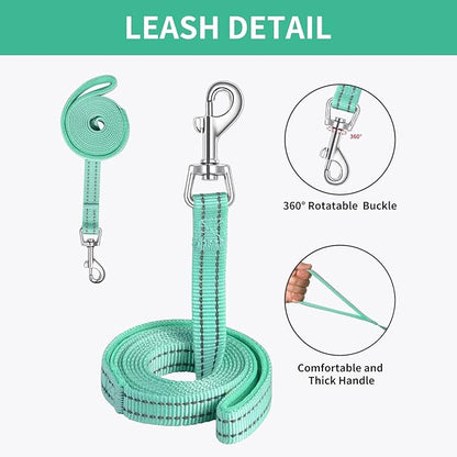 AMTOR Small Dog Harness with Leash Set, No Escape Easy Walk Puppy Harnesses for Training Walking, Step-in Reflective Soft Dogs Vest for XS S Medium Extra-Small Large Sized Dog(Green,M) - PAWPICO