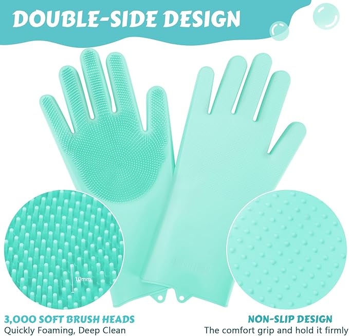 Pecute Large Pet Grooming Gloves with Heat-Resistant, High-Density Silicone Teeth for Washing, Massaging, and Enhanced Five Finger Design - PAWPICO