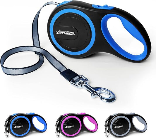 26 FT Retractable Dog Leash with No Tangle, Heavy Duty Great Leash for Dog up to 110lbs, One-Handed Brake, with Non-Slip Handle, Strong Nylon Tape for Small, Medium and Large Dogs LIEVUIKEN