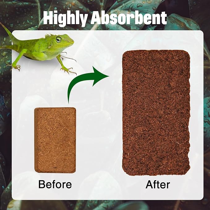 PINVNBY 4 Pack Natural Compressed Coconut Fiber Substrate, Coconut Coir, Coconut Fiber Brick, Coconut Husk Terrarium Bedding for Reptile, Bearded Dragon, Turtle, Hermit Crab, Snake, Lizards PINVNBY