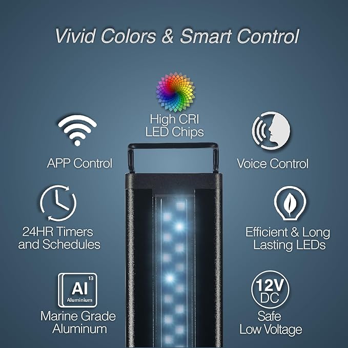 CURRENT USA ColorPlus Smart LED Aquarium Light 36 inch with App and Voice Control by Alexa & Google Home | Extra Vivid Colors for Freshwater Aquarium Fish Tank and Terrariums| Aluminum (36" to 48") Current+USA