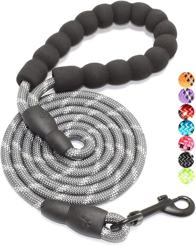 BAAPET 2/4/5/6 FT Dog Leash with Comfortable Padded Handle and Highly Reflective Threads for Small Medium and Large Dogs (5FT-1/3'', Grey) BAAPET