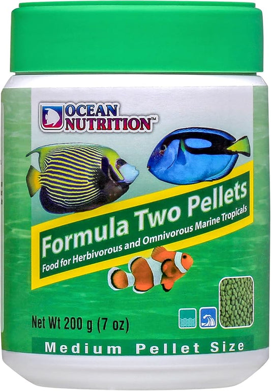 Ocean Nutrition Formula Two Pellets - Fish Food for Herbivorous & Omnivorous Marine Tropical Fish, High Protein(40%) - 7 oz (200 g) Medium Pellets OceanNutrition