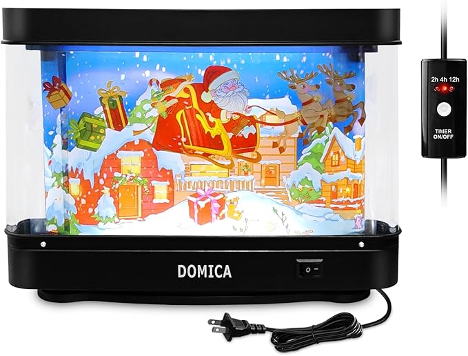 DOMICA Christmas Decorations Home Decor, Xmas Night Light with Timer for Bedroom, Reindeers Santa Claus Snowman Gingerbread Snow House, Christmas Gifts LED Table Light Table Lamp Indoor DOMICA