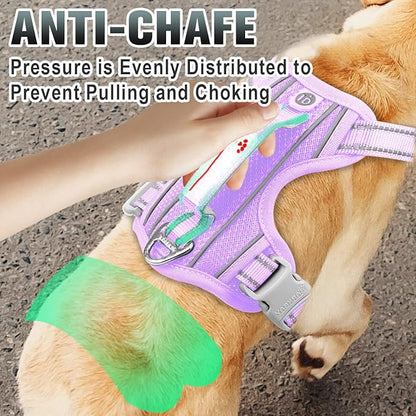BARKBAY No Pull Dog Harness Large Reflective Dog Harness with Front Clip and Easy Control Handle for Walking Training Running with ID tag Pocket(Violet Purple,S) BARKBAY