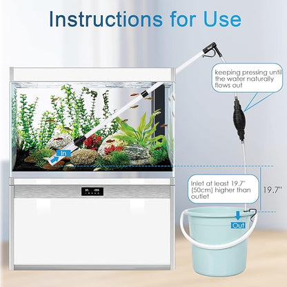 hygger Gravel Vacuum for Aquarium, Aquarium Siphon Vacuum Cleaner for Fish Tank Gravel and Sand Cleaning, Remove Dirt, Water Change, Aquarium Gravel Cleaner with Adjustable Water Flow (M) hygger