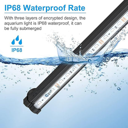 Aquarium Light with Air Bubble Hole, Full Spectrum RGB LED Submersible Fish Tank Lights, Sunrise Sunset Mode IP68 Waterproof with Remote Controller for fish and plants (48cm/19inch) ABESTFISH