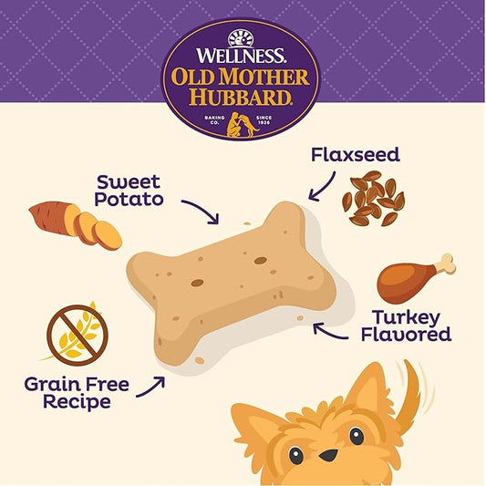 Old Mother Hubbard by Wellness All the Fixins Grain Free Natural Dog Treats, Crunchy Oven-Baked Biscuits, Ideal for Training, Mini Size, 16 ounce bag - PAWPICO