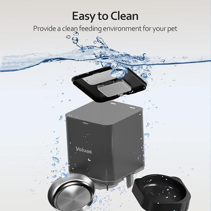 VOLUAS Cat Dry Food Dispenser with Timer, Automatic Cat Feeders with Desiccant Bag, Programmable Portion Size Control 4 Meals Per Day, 10s Voice Recorder - PAWPICO