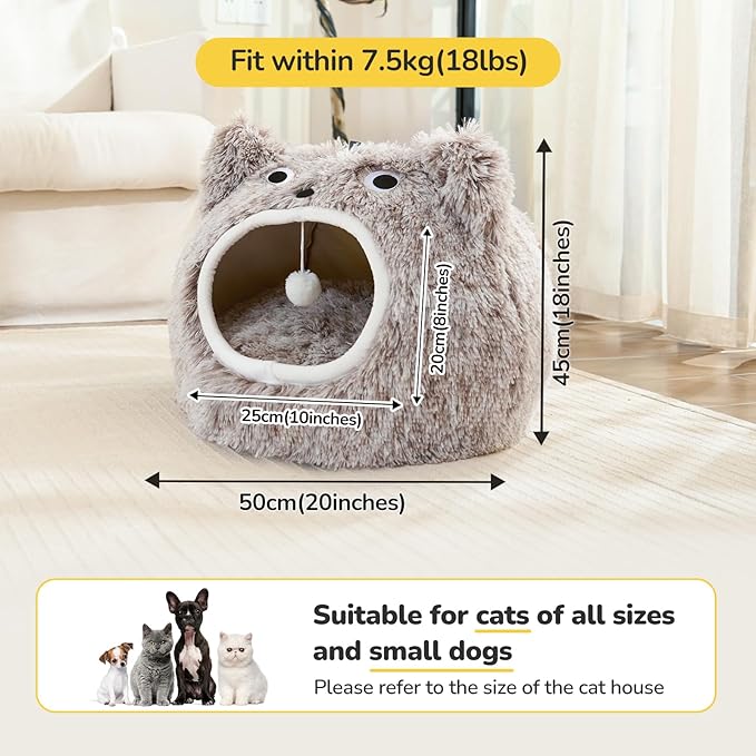 CATISM Cat Bed, Cat Beds for Indoor Cats, Cat Cave, Cat Cave for Indoor Cats, Cat Bed Cave, Large Cat Beds, Cozy Hooded Cat Bed with Soft Cushion, Removable Washable Cat Beds - PAWPICO
