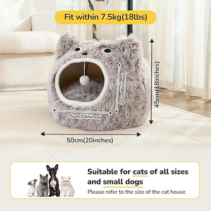 CATISM Cat Bed, Cat Beds for Indoor Cats, Cat Cave, Cat Cave for Indoor Cats, Cat Bed Cave, Large Cat Beds, Cozy Hooded Cat Bed with Soft Cushion, Removable Washable Cat Beds - PAWPICO