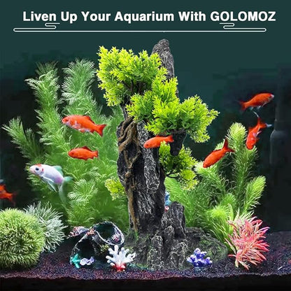 Aquarium Mountain View Stone Ornament Tree Rock Cave - Aquarium Decorations Large and Tall Fish Tank Decorations for Large Fish Tank - 13.4 Inches High GOLOMOZ