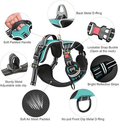 Timos Dog Harness,NO Need Go Over Dogs Head 3 Snap Buckles Pet Harness with 2 Leash Clips,Adjustable Soft Padded No-Pull,Reflective No-ChokeOxford Vest for Small Medium Large Dogs,X-Large (Pack of 1) Timos