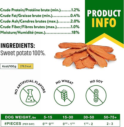 Sweet Potato Dog Treats Chips - All Natural Pet Snack Chews - Grain Free & Human Grade Dried Snacks in Bulk - Best Jerky for Training Small & Large Dogs - PAWPICO