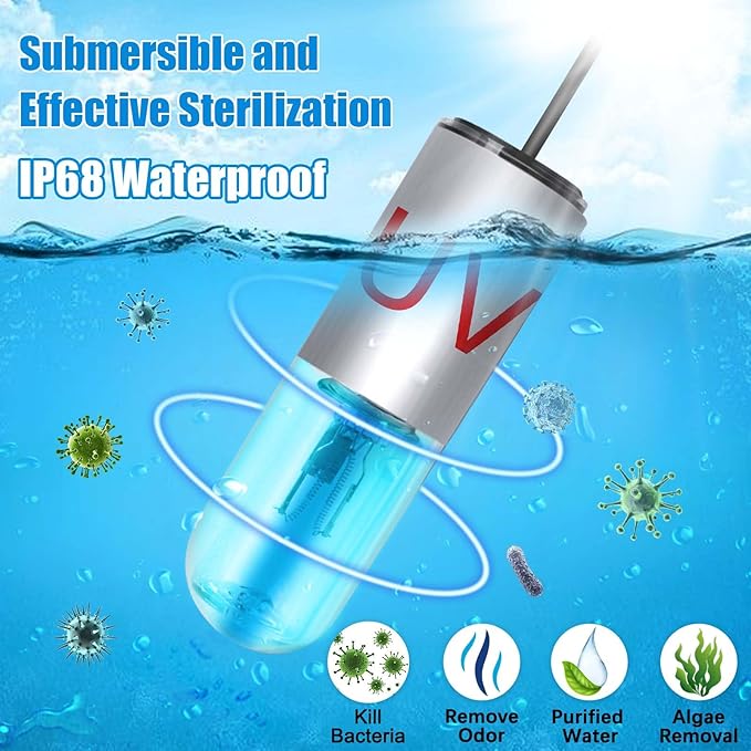 Mini 3W Aquarium Clean Light with Timer Algae Removal Light Fish Tank LED Light Aquarium Green Clean Waterproof Light for Pond Tank Aquarium, Black Rutloy