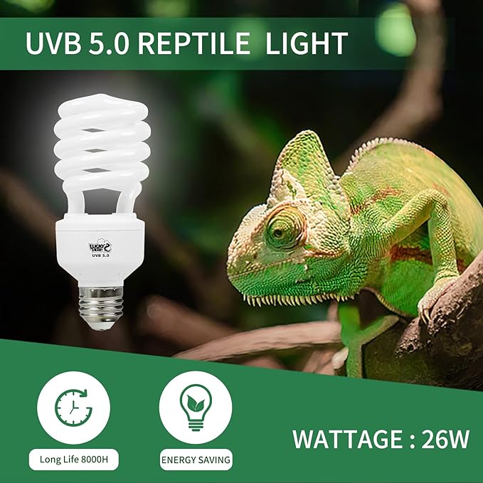 LUCKY HERP Reptile UVA UVB Light 5.0 26W Compact Fluorescent Tropical Terrarium Lamp LUCKYHERP