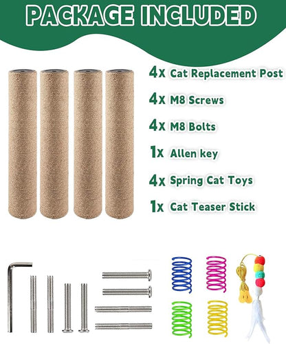 BNOSDM 4 Pcs 11.8”x2.75” M8 Replacement Scratching Post for Cat Tree Tower Rope Scratch Poles Refill Sisal Pole Part for Refurbishment Hemp Grey - PAWPICO