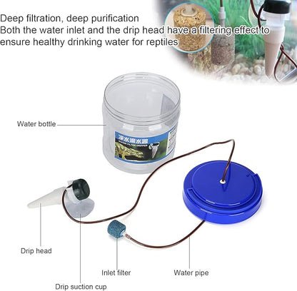 HEEPDD Reptile Water Dripper, Reptile Water Dripper Kit Plants Irrigation Devices Reptile Humidifier Watering Tool for Amphibians Bearded Dragon Lizard Turtle Snake Frog Gecko PAWPICO