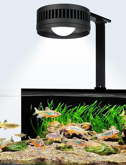 UPETTOOLS Full Spectrum COB LED Aquarium Light, 70 Watts Fish Tank Light Clip On Adjustable Brightness with Adapter and Timer Function for Saltwater Freshwater Refugium Fish Tank UPETTOOLS