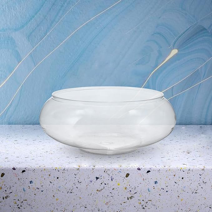 Clear Fish Bowl Vase Bubble Bowl Round Shallow Planter Plastic Container Fish Bowl Aquatic Plant Pot Daffodil Pot Hydroponic Planter Fish Tank Aquarium Bowl PAWPICO