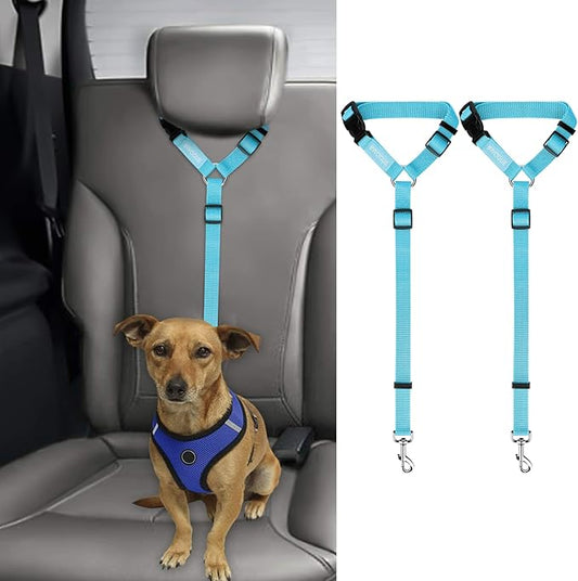 BWOGUE 2 Packs Dog Cat Safety Seat Belt Strap Car Headrest Restraint Adjustable Nylon Fabric Dog Restraints Vehicle Seatbelts Harness BWOGUEPetHome