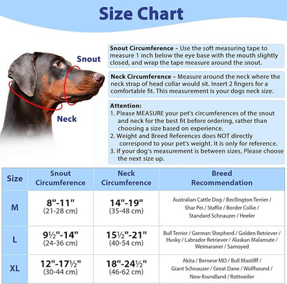 BARKLESS Soft Dog Head Collar, Padded No Pull Head Halter, Training Nose Leash with Safety Link for Medium Large Dogs, Adjustable Muzzle Leash, Easy Control for Walking Barkless